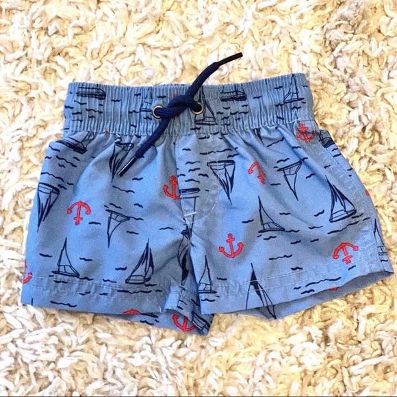 Carter’s Baby Boy Red and Blue Sailing 2-pc Swim Trunks and Rash Guard - Picture 5 of 5